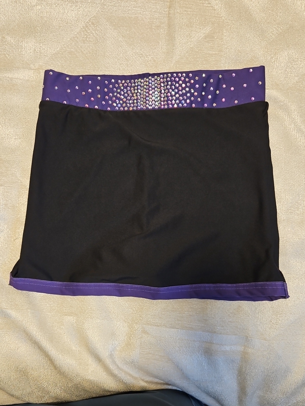 Black Mini Skirt with Purple Rhinestone Waistband